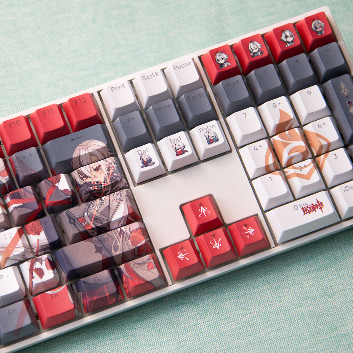 Arlecchino 120 Keys Side-Printed Non-Backlit Anime-Inspired Design PBT Keycaps Set